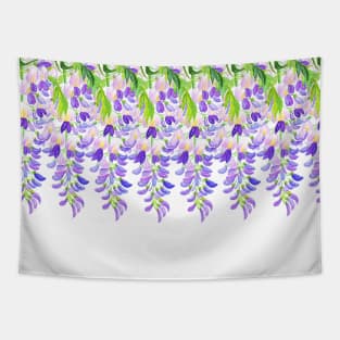 Blooming Purple Wisteria Pattern - Watercolor Botanical  Illustration Tapestry