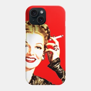 Blonde girl with cigarette in hand smoking vintage Phone Case