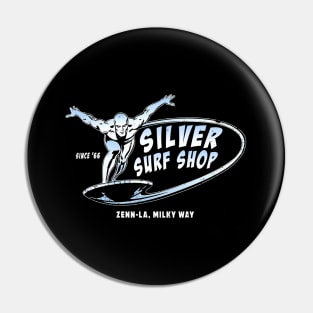 Silver Surf Shop (Black Print) Pin