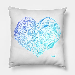 I Love Oregon Flora and Fungus - Blue Pillow