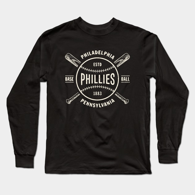 Philadelphia Phillies Bats & Ball by Buck Tee Long Sleeve T-Shirt