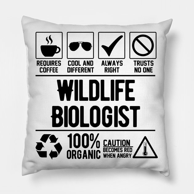 Wildlife Biologist Job (black) Pillow by Graficof