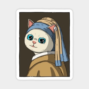 Neko With A Pearl Earring Magnet