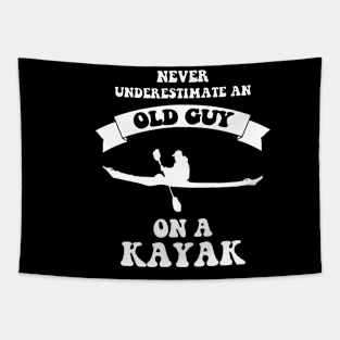 Kayaking Never Underestimate Old Guy On Kayak Men_s by Spreadshirt Kayak Tapestry