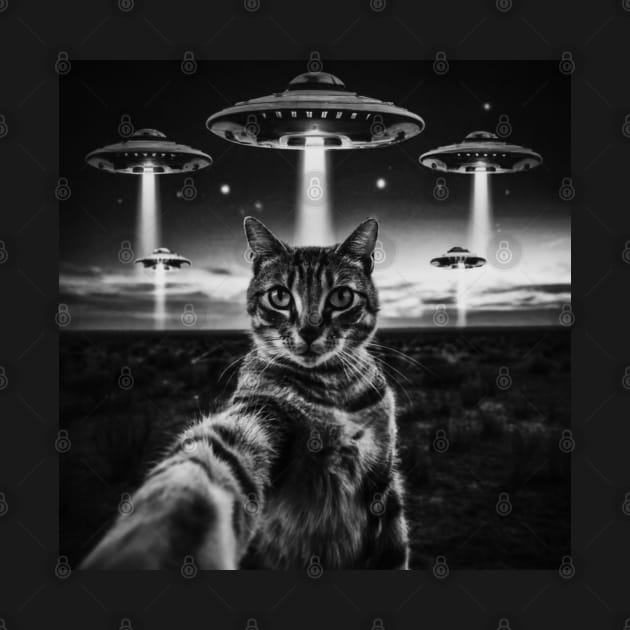 Selfie of Funny Cat And Aliens UFO by Megadorim