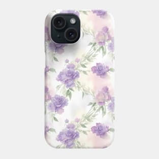 Watercolor Lilac  Roses Flower Art Phone Case