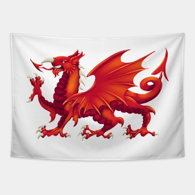 Welsh Dragon - Y Ddraig Goch Tapestry by Rowena Aitken