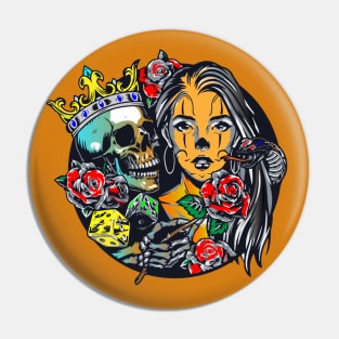 Girl with romantic skull Pin