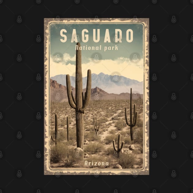 Saguaro vintage national park by GalaxyArt