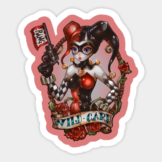 wild card harley quinn sticker teepublic