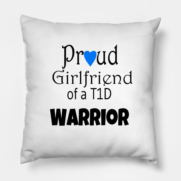 Proud Girlfriend - Black Text - Blue Heart Pillow by CatGirl101