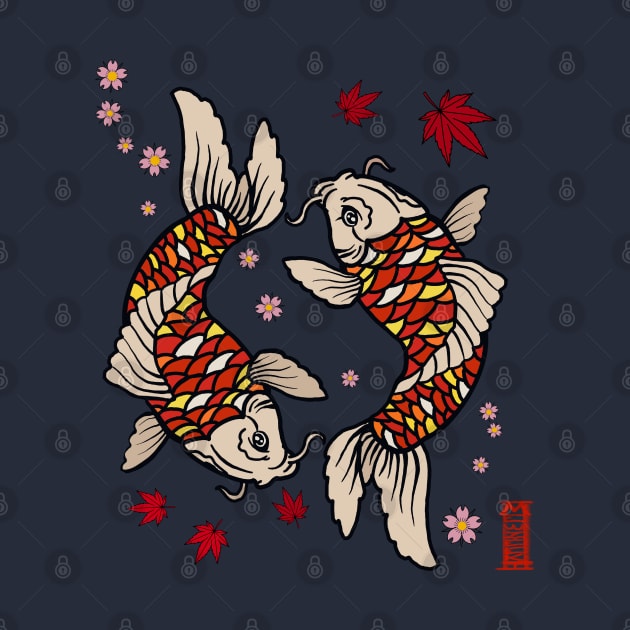 Japanese Koi Fish Sakura Zen by Mewzeek_T