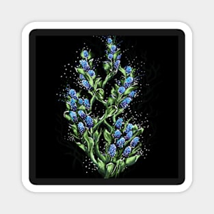 Unique spring bluish floral bloom black Magnet