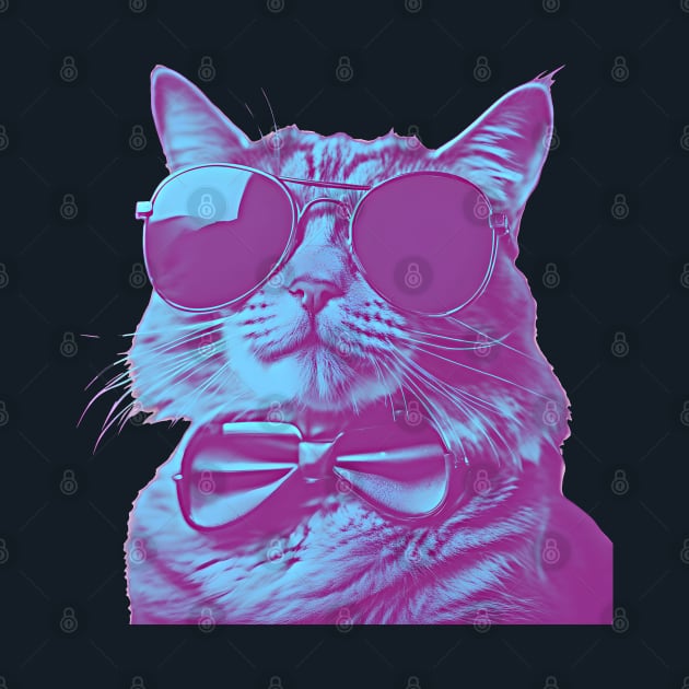 Cat wearing sunglasses and bow tie by Ravenglow