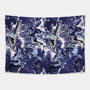 Ocean Deep Marble - Digital Paint Spill Tapestry