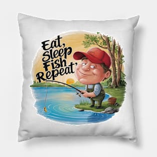 Eat Sleep Fish Repeat Cute Pillow