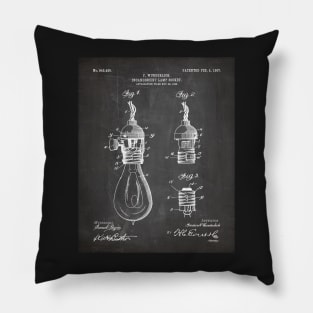 Light Bulb Patent - Designer Industrial Design Art - Black Chalkboard Pillow
