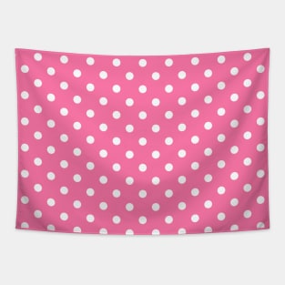 Pink and White Polka Dots Pattern Tapestry