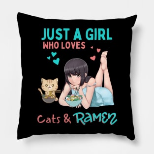 Just a Girl Who Loves Cats and Ramen Pillow