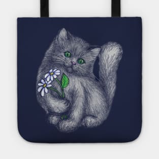 Cute Kitten with Daisies Tote