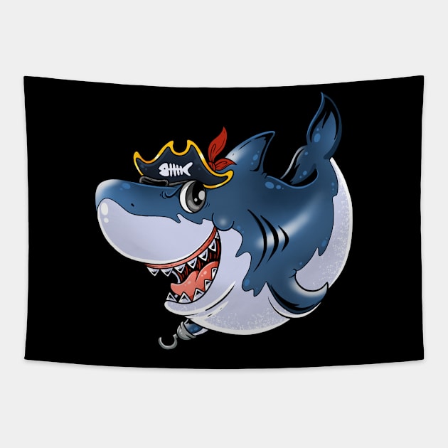 Savage Seafarer: Pirate Shark Design Tapestry by Holymayo Tee