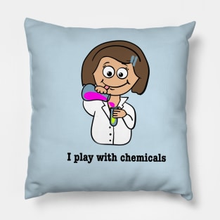 Girl playing with chemicals Pillow