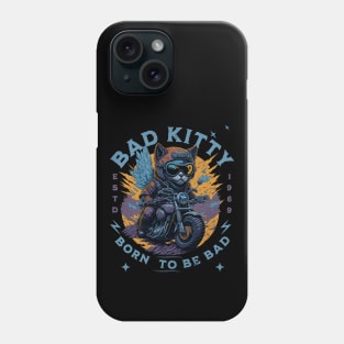 BAD KITTY: BORN TO BE BAD - Cat on motorcyle vintage design Phone Case