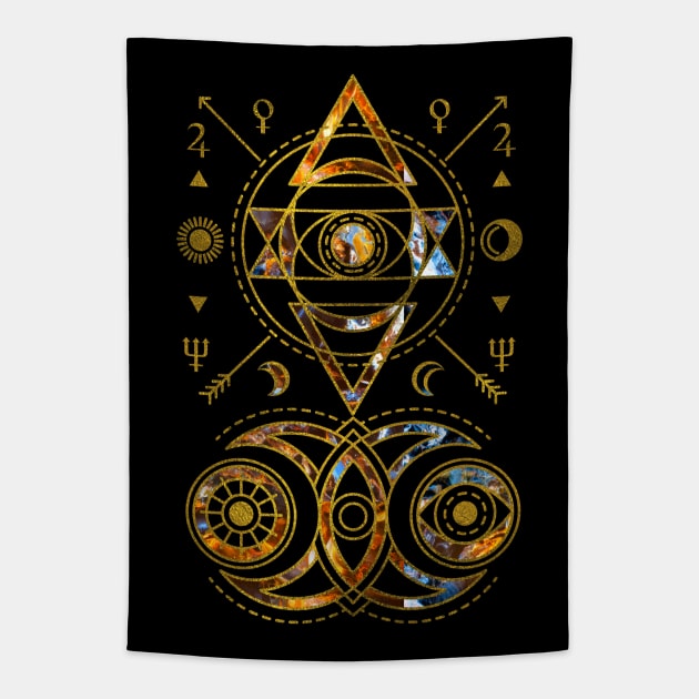 Mystical Sacred Geometry Ornament Tapestry by Nartissima