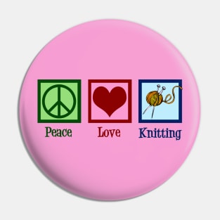 Cute Peace Love Knitting Pink Pin