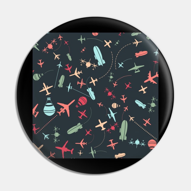 Black Airplane and Aviation Pattern Pin by parazitgoodz