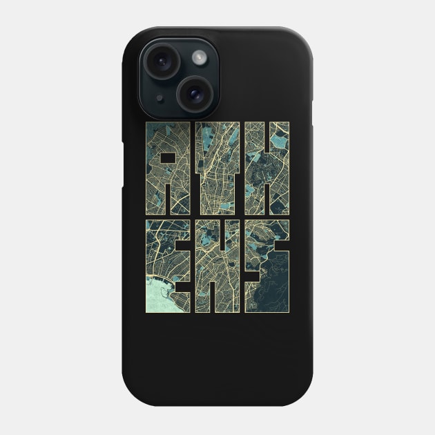 Athens, Greece City Map Typography - Summer Phone Case by deMAP Studio