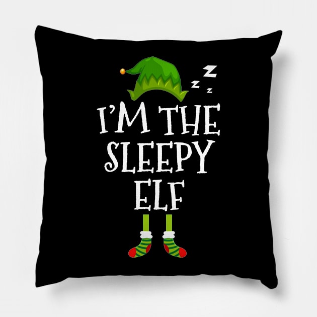 I am Sleepy Elf Funny  Family Christmas Pillow by TeeAaron