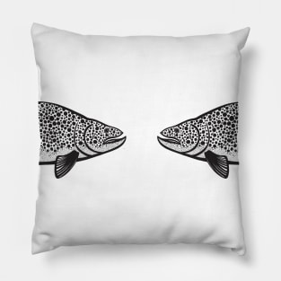 Brown Trout in Love - cute and fun fish design - light colors Pillow