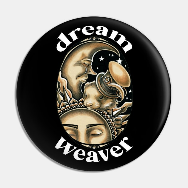 Ferret -Dream Weaver -Sun and Moon Pin by Nat Ewert Art