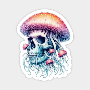 Pastel Goth Mushroom Skull Jellyfish Magnet