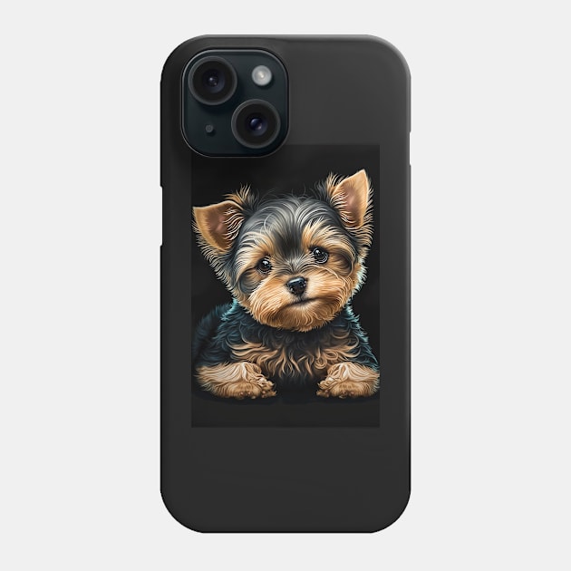 Super Cute Yorkshire Terrier Puppy Portrait Phone Case by KoolArtDistrict