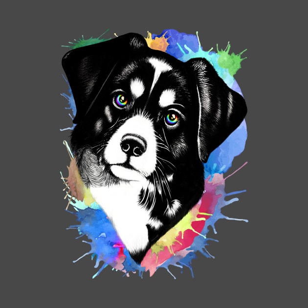 Dog Surreal Portrait with Rainbow Eyes by BluedarkArt