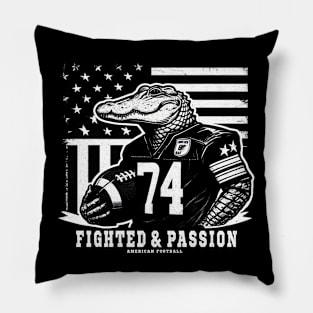 Crocodile American Football Vintage Pillow