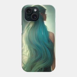 Beautiful woman with long blue hair portrait Phone Case