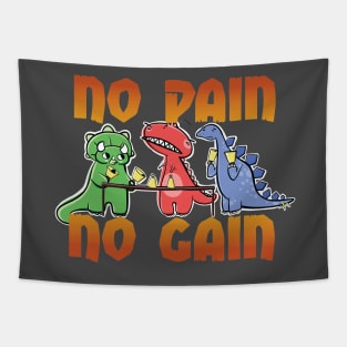 No Pain No Gain Dinosaur Handbell Practice Tapestry