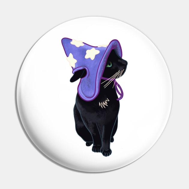 Lucky Black Cat Familiar Purple Witch Costume Halloween Pet Portrait Pin by fiatluxillust