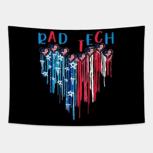 Rad Tech American Flag Melting Heart 4th Of July Tapestry