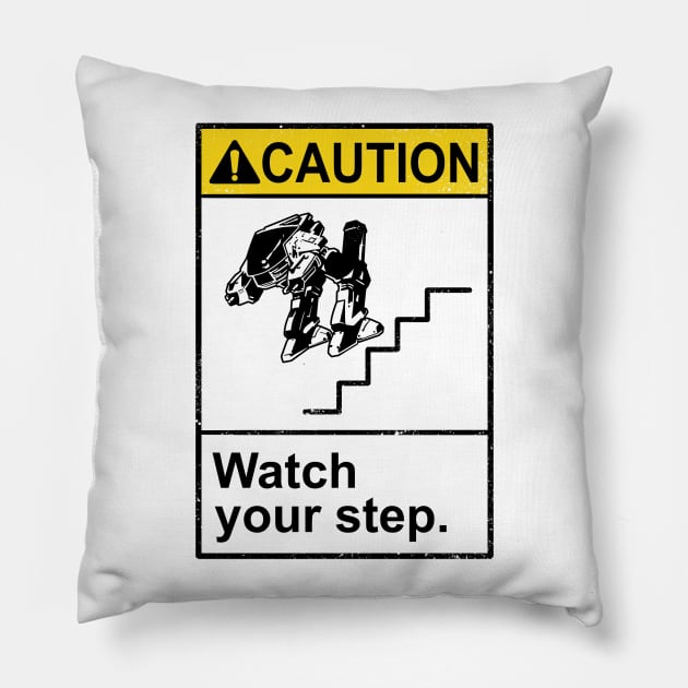 Watch Your Robotic Steps Pillow by Vincent Trinidad Art