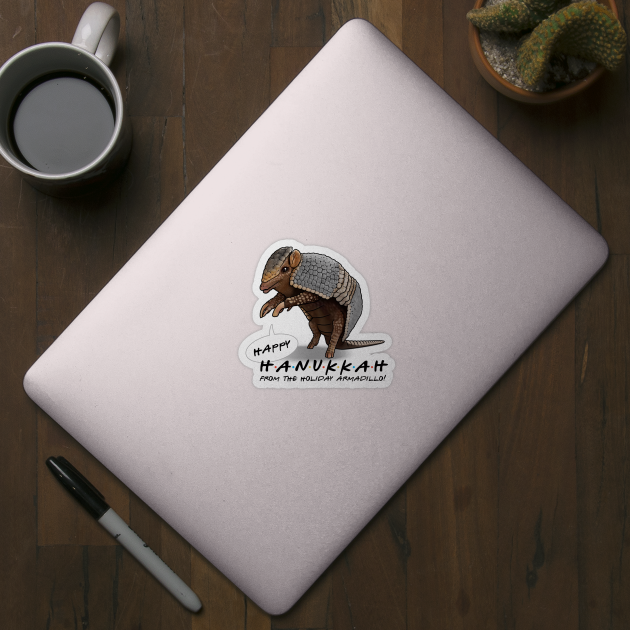 Happy Hanukkah From Holiday Armadillo Holiday Armadillo Sticker Teepublic