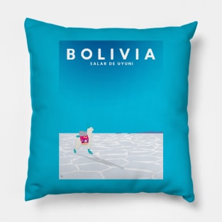 Bolivia Salt Flats Travel Poster Pillow