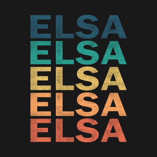 Elsa Name T Shirt - Elsa Vintage Retro Name Gift Item Tee by henrietacharthadfield