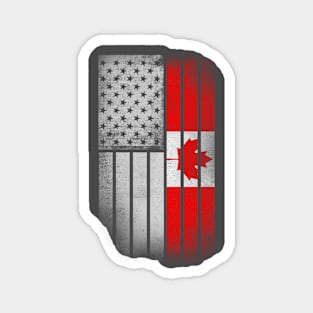 Canadian American Flag - Half Canadian Half American Magnet