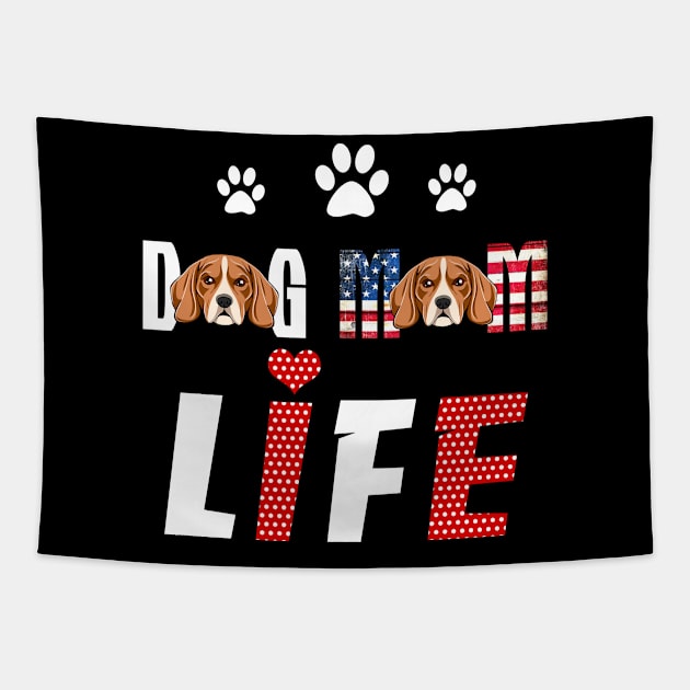 Beagles Mom Life Patriotic America 4Th Of July Tapestry by schaefersialice