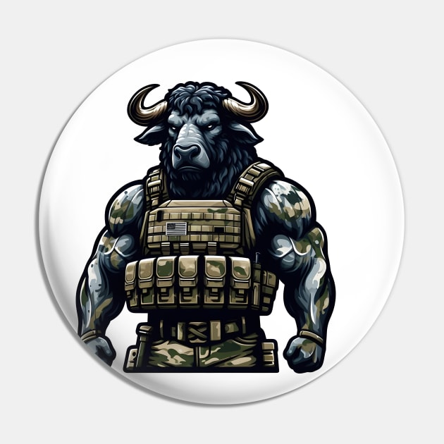 Tactical Minotaur Power Tee: Where Mythical Might Meets Modern Strength Pin by Rawlifegraphic