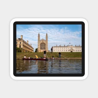 People punting near Kings College Cambridge England UK Magnet